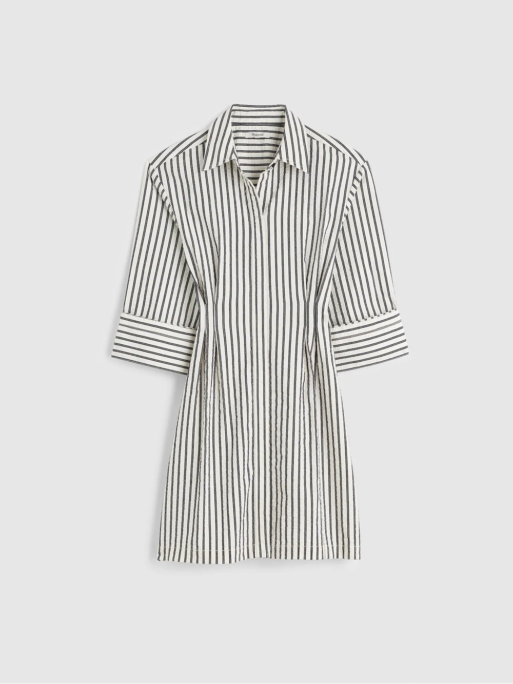 Madewell Grey Variegated Stripe Seersucker Mini Shirtdress Size 4 NWT - Picture 3 of 10